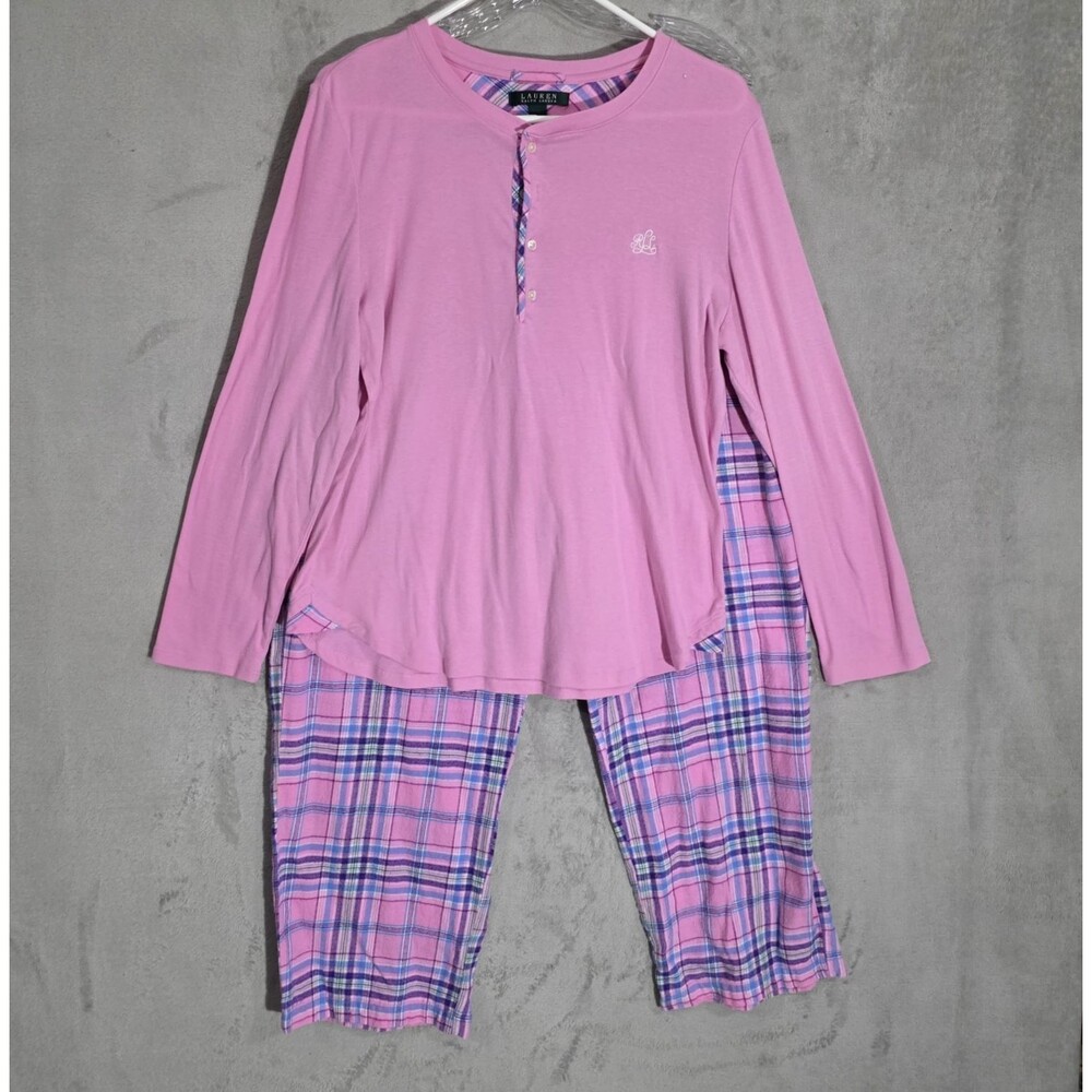 Lauren RALPH LAUREN  WOMENS PAJAMA SET PINK SZ L
